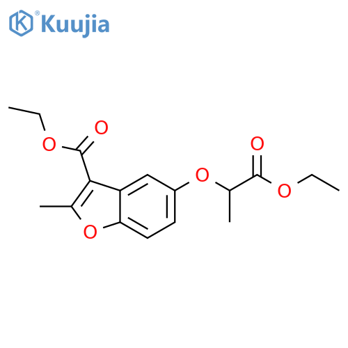 ethyl 5-(1-ethoxy-1-oxopropan-2-yl)oxy-2-methyl-1-benzofuran-3-carboxylate structure