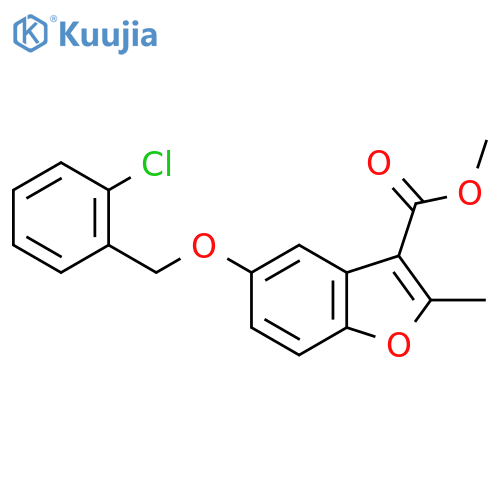 methyl 5-(2-chlorophenyl)methoxy-2-methyl-1-benzofuran-3-carboxylate structure