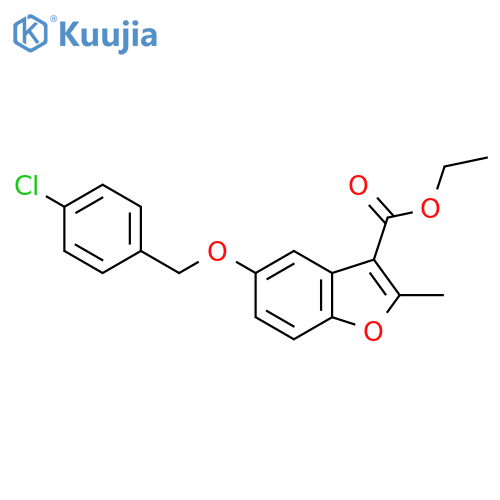 ethyl 5-(4-chlorophenyl)methoxy-2-methyl-1-benzofuran-3-carboxylate structure