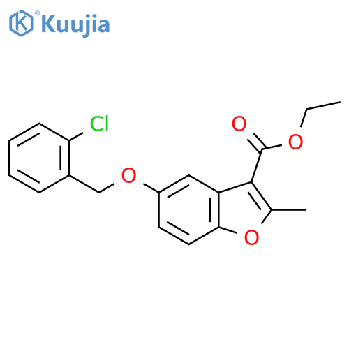 ethyl 5-(2-chlorophenyl)methoxy-2-methyl-1-benzofuran-3-carboxylate structure