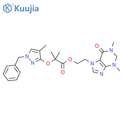 2-(1,3-Dimethyl-6-oxo-2,3,6,7-tetrahydro-1H-purin-7-yl)ethyl 2-[(1-benzyl-4-methyl-1H-pyrazol-3-yl)oxy]-2-methylpropanoate structure