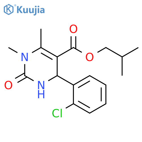 2-methylpropyl 4-(2-chlorophenyl)-1,6-dimethyl-2-oxo-1,2,3,4-tetrahydropyrimidine-5-carboxylate structure