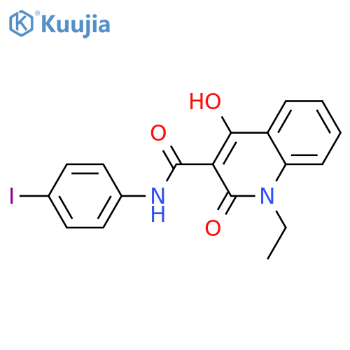 1-Ethyl-4-hydroxy-N-(4-iodophenyl)-2-oxo-1,2-dihydroquinoline-3-carboxamide structure