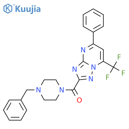 <br>2-[(4-benzyl-1-piperazinyl)carbonyl]-5-phenyl-7-(trifluoromethyl)[1,2,4]tri azolo[1,5-a]pyrimidine structure