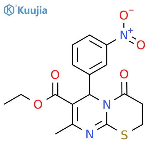 ethyl 8-methyl-6-(3-nitrophenyl)-4-oxo-2H,3H,4H,6H-pyrimido2,1-b1,3thiazine-7-carboxylate structure