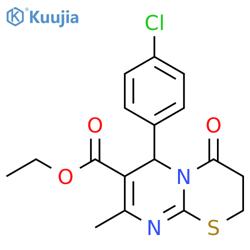 ethyl 6-(4-chlorophenyl)-8-methyl-4-oxo-2H,3H,4H,6H-pyrimido2,1-b1,3thiazine-7-carboxylate structure