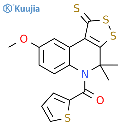 <br>(8-methoxy-4,4-dimethyl-1-thioxo-1H-[1,2]dithiolo[3,4-c]quinolin-5(4H)-yl)( thiophen-2-yl)methanone structure