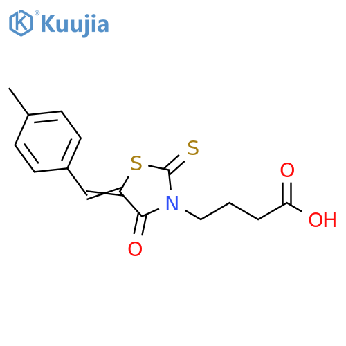 4-(5Z)-5-(4-methylphenyl)methylidene-4-oxo-2-sulfanylidene-1,3-thiazolidin-3-ylbutanoic acid structure