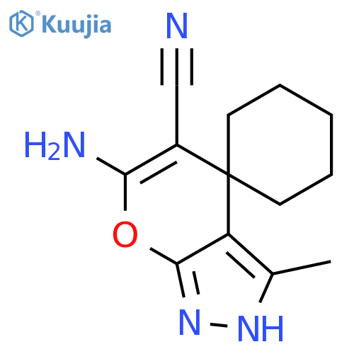 6'-Amino-3'-methyl-2'H-spiro[cyclohexane-1,4'-pyrano[2,3-c]pyrazole]-5'-carbonitrile structure