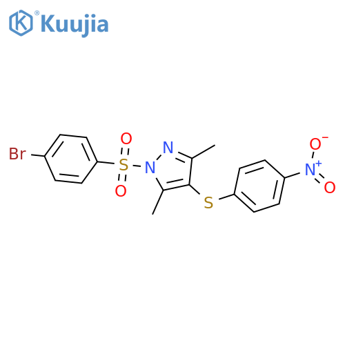1-(4-bromobenzenesulfonyl)-3,5-dimethyl-4-(4-nitrophenyl)sulfanyl-1H-pyrazole structure