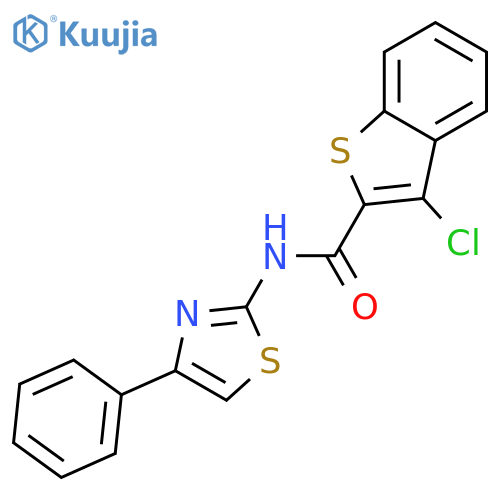 3-chloro-N-(4-phenyl-1,3-thiazol-2-yl)-1-benzothiophene-2-carboxamide structure