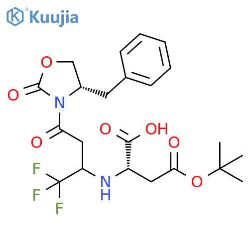 L-Aspartic acid, N-[3-oxo-3-[(4S)-2-oxo-4-(phenylmethyl)-3-oxazolidinyl]-1-(trifluoromethyl)propyl]-, 4-(1,1-dimethylethyl) ester structure