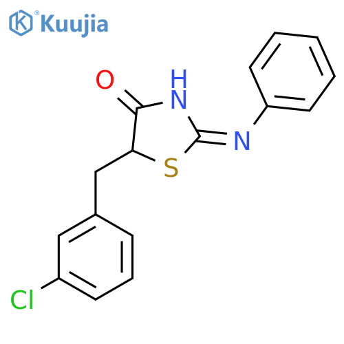 (2Z)-5-[(3-chlorophenyl)methyl]-2-(phenylimino)-1,3-thiazolidin-4-one structure