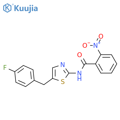 N-{5-(4-fluorophenyl)methyl-1,3-thiazol-2-yl}-2-nitrobenzamide structure