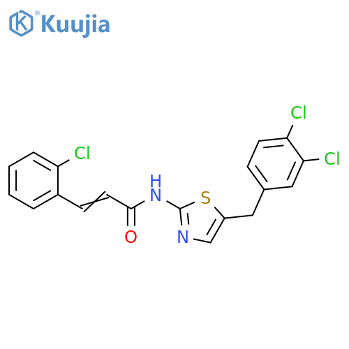 (2E)-3-(2-chlorophenyl)-N-{5-(3,4-dichlorophenyl)methyl-1,3-thiazol-2-yl}prop-2-enamide structure