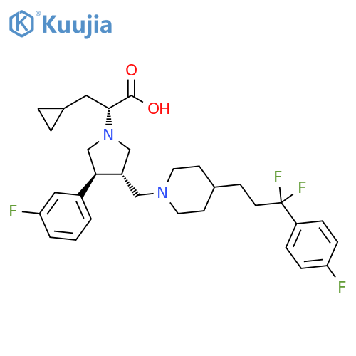 3-Cyclopropyl-2(R)-[3(S)-[4-[3,3-difluoro-3-(4-fluorophenyl)propyl]piperidin-1-ylmethyl]-4(S)-(3-fluorophenyl)pyrrolidin-1-yl]propionic acid structure