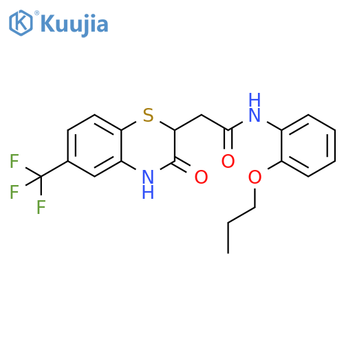 2-3-oxo-6-(trifluoromethyl)-3,4-dihydro-2H-1,4-benzothiazin-2-yl-N-(2-propoxyphenyl)acetamide structure