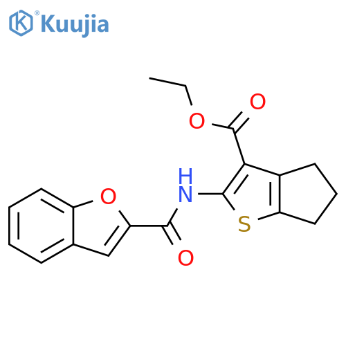 ethyl 2-(1-benzofuran-2-amido)-4H,5H,6H-cyclopentabthiophene-3-carboxylate structure