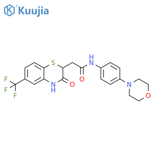 N-4-(morpholin-4-yl)phenyl-2-3-oxo-6-(trifluoromethyl)-3,4-dihydro-2H-1,4-benzothiazin-2-ylacetamide structure