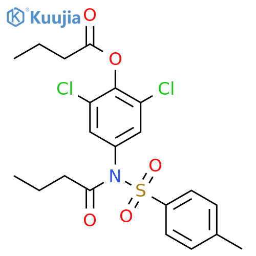 2,6-dichloro-4-N-(4-methylbenzenesulfonyl)butanamidophenyl butanoate structure