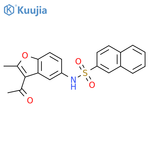 N-(3-acetyl-2-methyl-1-benzofuran-5-yl)naphthalene-2-sulfonamide structure