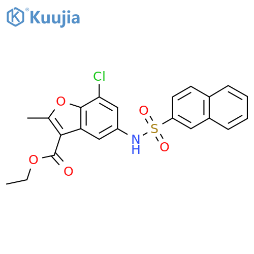 ethyl 7-chloro-2-methyl-5-(naphthalene-2-sulfonamido)-1-benzofuran-3-carboxylate structure