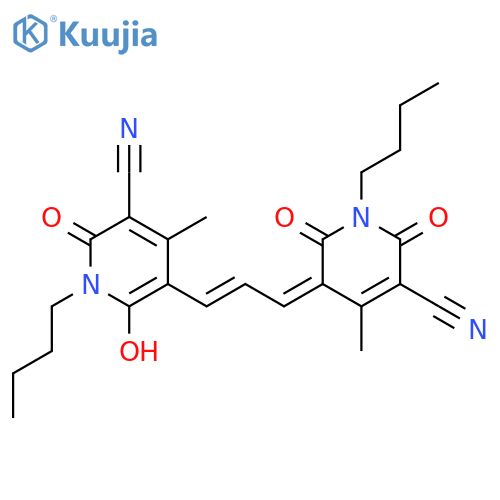 3-Pyridinecarbonitrile,1-butyl-5-[3-(1-butyl-5-cyano-1,6-dihydro-4-methyl-2,6-dioxo-3(2H)-pyridinylidene)-1-propen-1-yl]-1,2-dihydro-6-hydroxy-4-methyl-2-oxo- structure