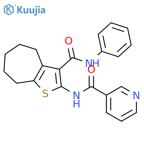 <br>N-[3-(anilinocarbonyl)-5,6,7,8-tetrahydro-4H-cyclohepta[b]thien-2-yl]nicoti namide structure