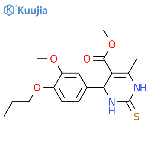 <br>methyl 4-(3-methoxy-4-propoxyphenyl)-6-methyl-2-thioxo-1,2,3,4-tetrahydro-5 -pyrimidinecarboxylate structure