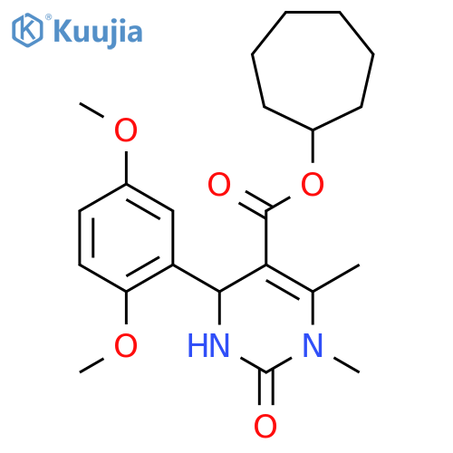 <br>cycloheptyl 4-(2,5-dimethoxyphenyl)-1,6-dimethyl-2-oxo-1,2,3,4-tetrahydro-5 -pyrimidinecarboxylate structure