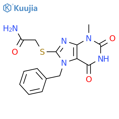 2-(7-benzyl-3-methyl-2,6-dioxo-2,3,6,7-tetrahydro-1H-purin-8-yl)sulfanylacetamide structure