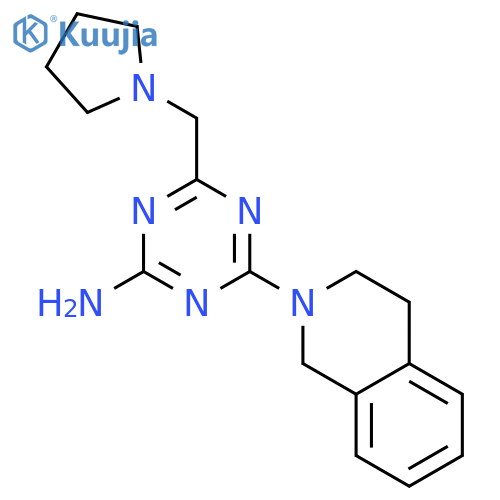 1,3,5-Triazin-2-amine,4-(3,4-dihydro-2(1H)-isoquinolinyl)-6-(1-pyrrolidinylmethyl)- structure