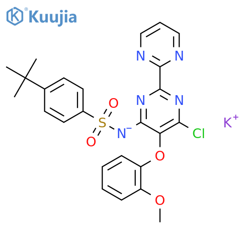 Potassium ((4-(tert-butyl)phenyl)sulfonyl)(6-chloro-5-(2-methoxyphenoxy)-2,2'-bipyrimidin-4-yl)amide structure