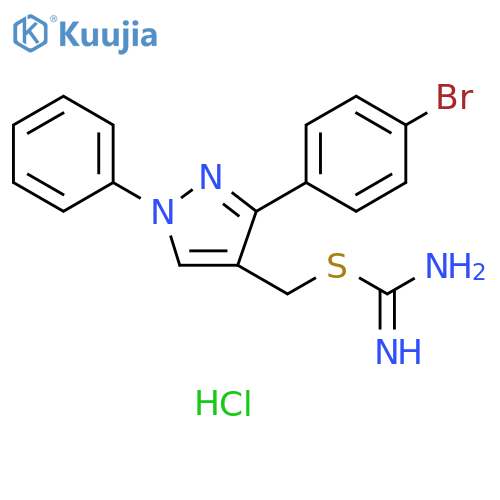 ({3-(4-bromophenyl)-1-phenyl-1H-pyrazol-4-ylmethyl}sulfanyl)methanimidamide hydrochloride structure