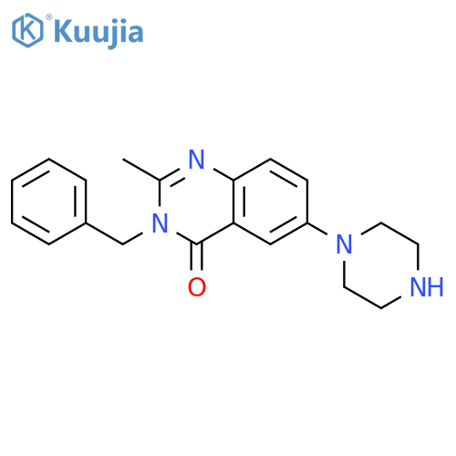 4(3H)-Quinazolinone, 2-methyl-3-(phenylmethyl)-6-(1-piperazinyl)- structure