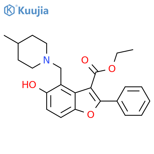 ethyl 5-hydroxy-4-[(4-methylpiperidin-1-yl)methyl]-2-phenyl-1-benzofuran-3-carboxylate structure