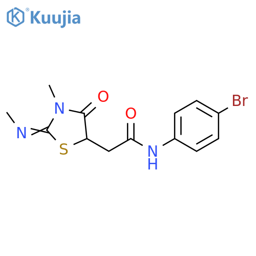 N-(4-bromophenyl)-2-[(2Z)-3-methyl-2-(methylimino)-4-oxo-1,3-thiazolidin-5-yl]acetamide structure