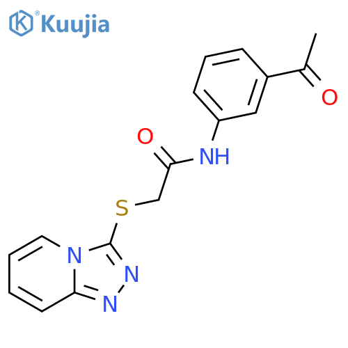N-(3-acetylphenyl)-2-{1,2,4triazolo4,3-apyridin-3-ylsulfanyl}acetamide structure