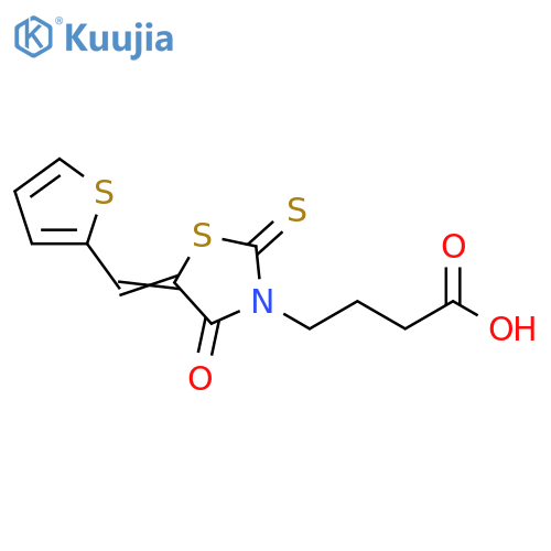 4-(5Z)-4-oxo-2-sulfanylidene-5-(thiophen-2-yl)methylidene-1,3-thiazolidin-3-ylbutanoic acid structure