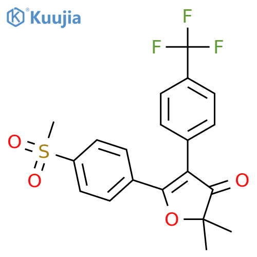 2,2-dimethyl-5-(4-(methylsulfonyl)phenyl)-4-(4-(trifluoromethyl)phenyl)furan-3(2H)-one structure