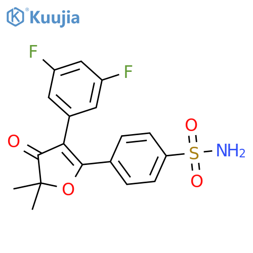 4-(3-(3,5-difluorophenyl)-5,5-dimethyl-4-oxo-4,5-dihydrofuran-2-yl)benzenesulfonamide structure