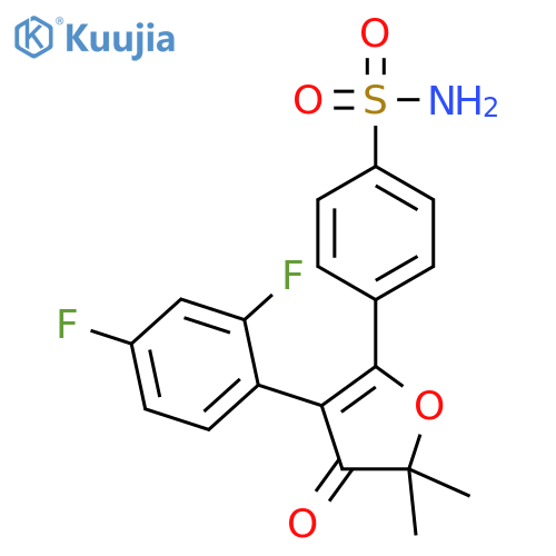 4-(3-(2,4-difluorophenyl)-5,5-dimethyl-4-oxo-4,5-dihydrofuran-2-yl)benzenesulfonamide structure