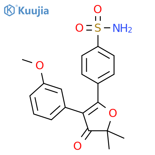 4-(3-(3-methoxyphenyl)-5,5-dimethyl-4-oxo-4,5-dihydrofuran-2-yl)benzenesulfonamide structure
