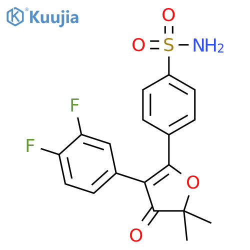 4-(3-(3,4-difluorophenyl)-5,5-dimethyl-4-oxo-4,5-dihydrofuran-2-yl)benzenesulfonamide structure