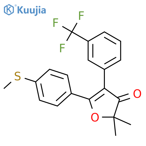 2,2-dimethyl-5-(4-(methylthio)phenyl)-4-(3-(trifluoromethyl)phenyl)furan-3(2H)-one structure