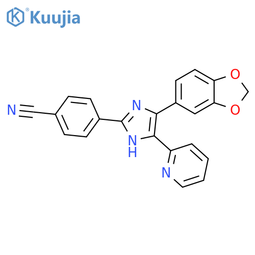 4-(4-(benzo[d][1,3]dioxol-5-yl)-5-(pyridin-2-yl)-1H-imidazol-2-yl)benzonitrile structure