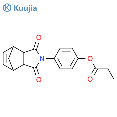 4-{3,5-dioxo-4-azatricyclo5.2.1.0^{2,6}dec-8-en-4-yl}phenyl propanoate structure