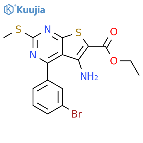 Thieno[2,3-d]pyrimidine-6-carboxylic acid, 5-amino-4-(3-bromophenyl)-2-(methylthio)-, ethyl ester structure