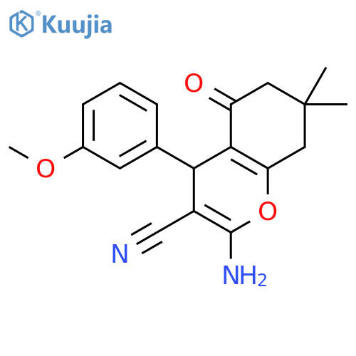 4H-1-Benzopyran-3-carbonitrile,2-amino-5,6,7,8-tetrahydro-4-(3-methoxyphenyl)-7,7-dimethyl-5-oxo- structure