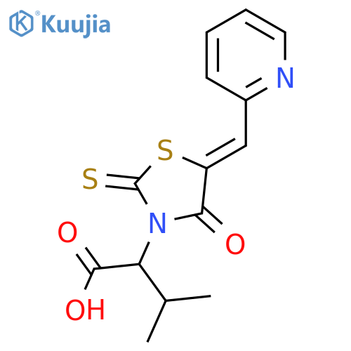 3-methyl-2-(5Z)-4-oxo-5-(pyridin-2-yl)methylidene-2-sulfanylidene-1,3-thiazolidin-3-ylbutanoic acid structure